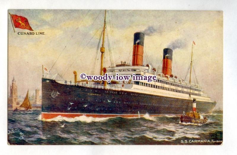pf7089 - Cunard Liner - Carmania , built 1905 - postcard Tucks Celebrated Liners