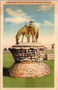 Range Rider Statue Billings Montana Postcard Soldier Mail WW2 WC James P305