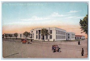 c1910 Technical School Classic Cars Exterior Oakland California Vintage Postcard