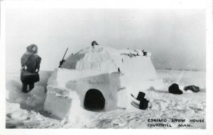 RPPC Postcard Eskimo Snow House Igloo Churchill Manitoba Canada