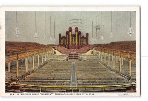 Salt Lake City Utah UT Postcard 1937 Interior of Great Mormon Tabernacle