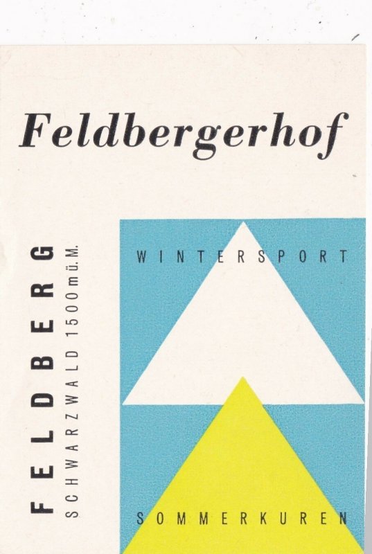 Germany Feldberg Feeldberghof Vintage Luggage Label sk3149