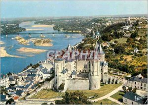 Postcard Modern Saumur Maine et Loire The castle and the Loire Aerial view