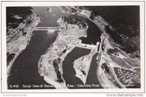 Oregon Aerial View Of Bonneville Dam Area Columbia River Highway Real Photo