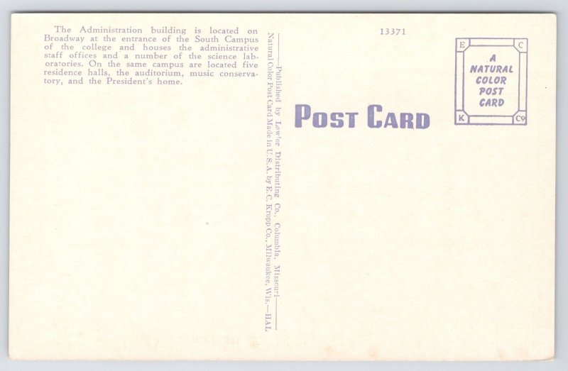 Linen~Administration Bldg~Stephens College~Columbia MO~Courtyard & Trees~Vintage