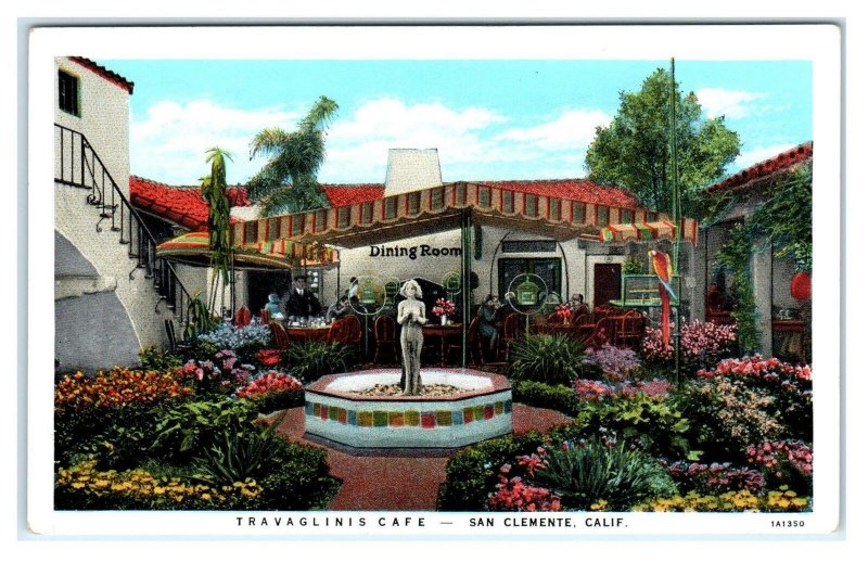 SAN CLEMENTE, CA California ~ Roadside TRAVAGLINI'S CAFE  c1920s  Postcard