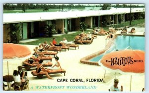 CAPE CORAL, Florida FL ~ Roadside NAUTILUS MOTEL Pool c1950s Lee County Postcard