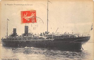 La Lorraine French Line Ship 1913 Stamp on front 
