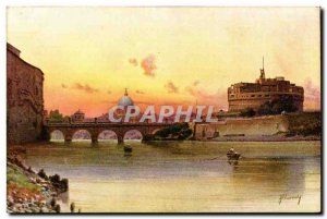 Old Postcard Rama Ponte e Castel Angelo