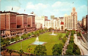 Vtg 1950s Biltmore Hotel Pershing Square Los Angeles California CA Postcard