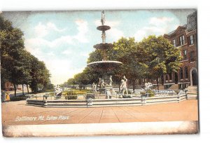 Baltimore Maryland MD Postcard 1907 Eutaw Place Fountain