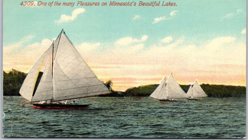 One Of The Many Pleasures On Minnesota's MN Beautiful Lakes Yacht Postcard