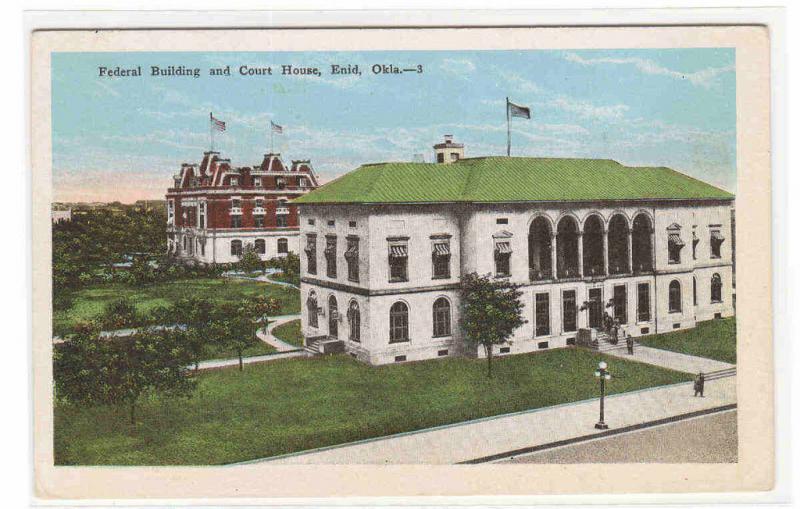 Federal Building Court House Enid Oklahoma 1920c postcard