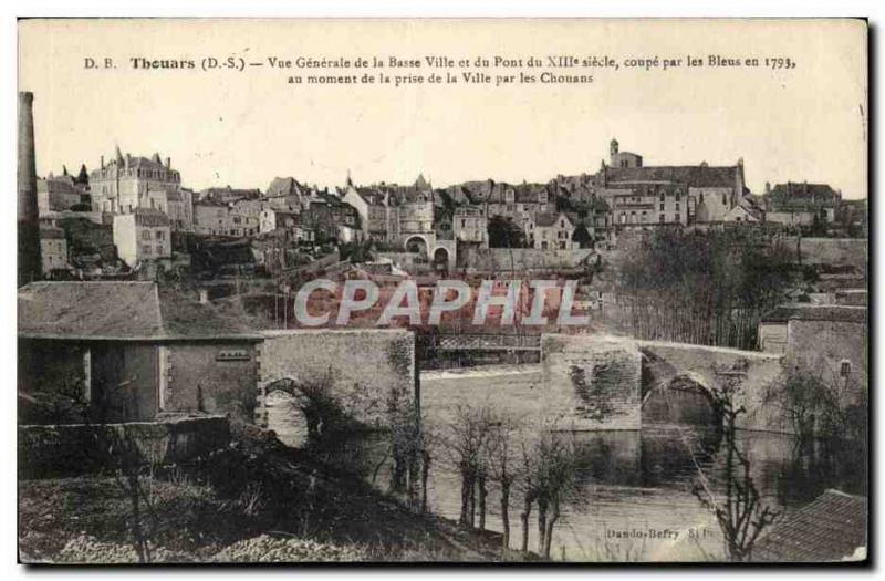 Thouars Old Postcard General view of the lower town and the bridge