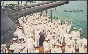 Recruits on board US Naval Warship unused c1910's