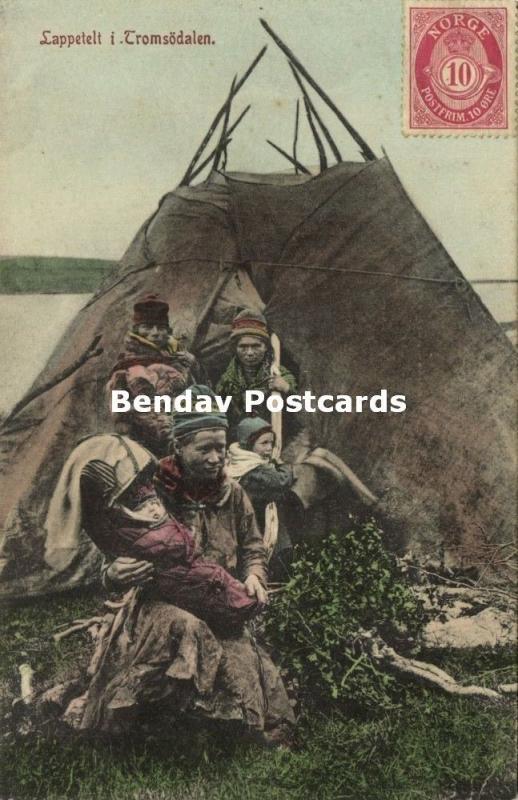 norway norge, Lappetelt i Tromsödalen, Lapps Sámi Saami (1910s)