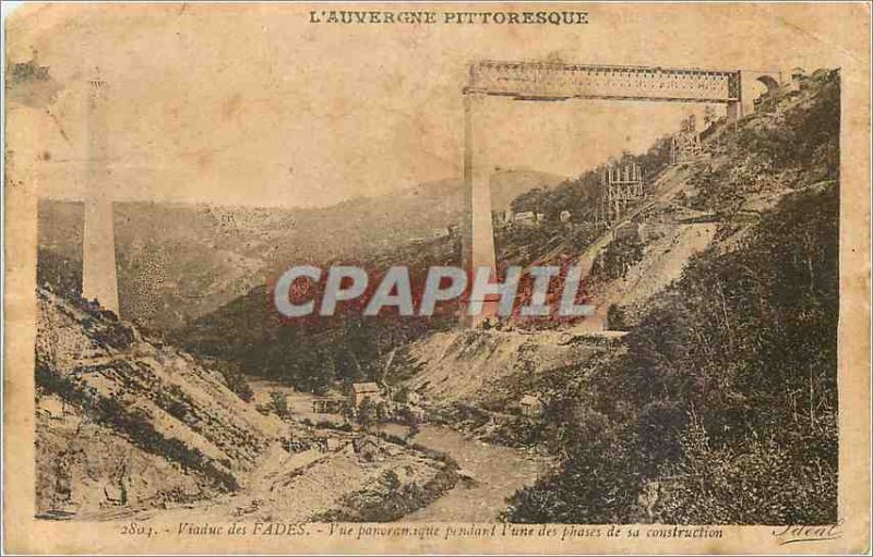 Old Postcard Fades Viaduct Panoramic during one of the stages of its construc...