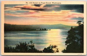 WA-Washington, Sunset on Puget Sound, Scenic View, Waterfront Escapes, Postcard