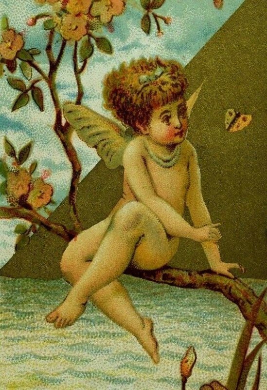 1870's-80's Fabulous Fairy Butterfly Fantasy Gilt Vivid Victorian Trade Card F76