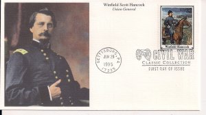 Union General Winfield Scott Hancock, FDC Gettysburg Cancel 1995, Civil War