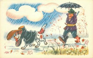 Russian Hunter Dog Shoe Hat Comic Humor Artist impression Postcard 21-12392