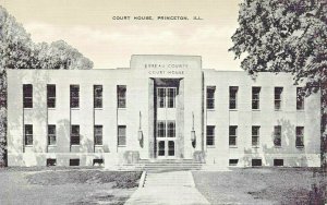 PRINCETON ILLINOIS~COURT HOUSE-ART DECO DESIGN~1950s POSTCARD