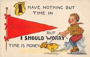 I Should Worry, Time is Money Roller Skating Postcard