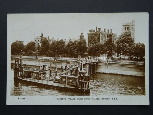 London LAMBETH PALACE Floating Ferry Terminal River Thames c1940 Old RP Postcard
