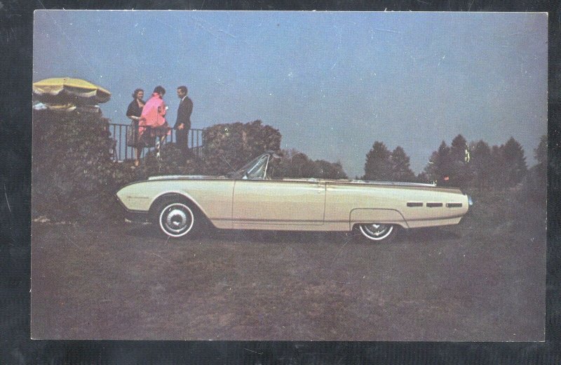 1962 FORD THUNDERBIRD CONVERTIBLE VINTAGE CAR DEALER ADVERTISING POSTCARD
