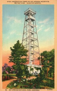 Vintage Postcard 1940 Steel Observation Tower Hot Springs Mountain National Park