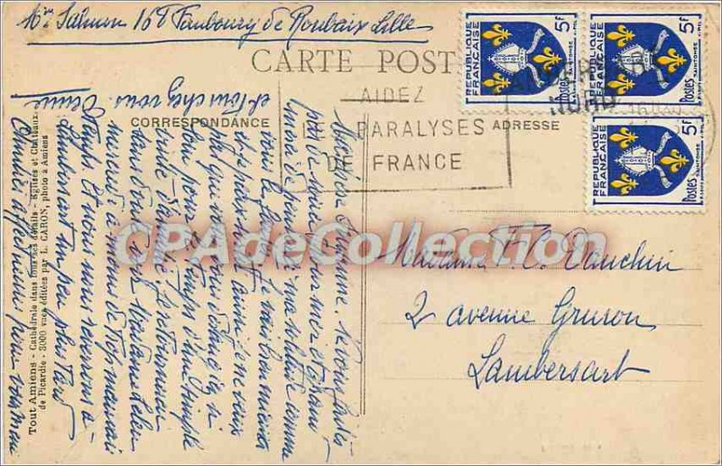 Old Postcard Amiens The Cathedral has Bird Flight