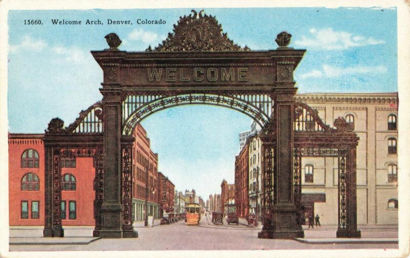 Postcard Welcome Arch Denver Colorado