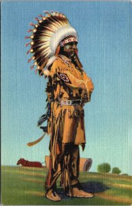 Pueblo Indian Dancer In Full Regalia Native American Linen C057