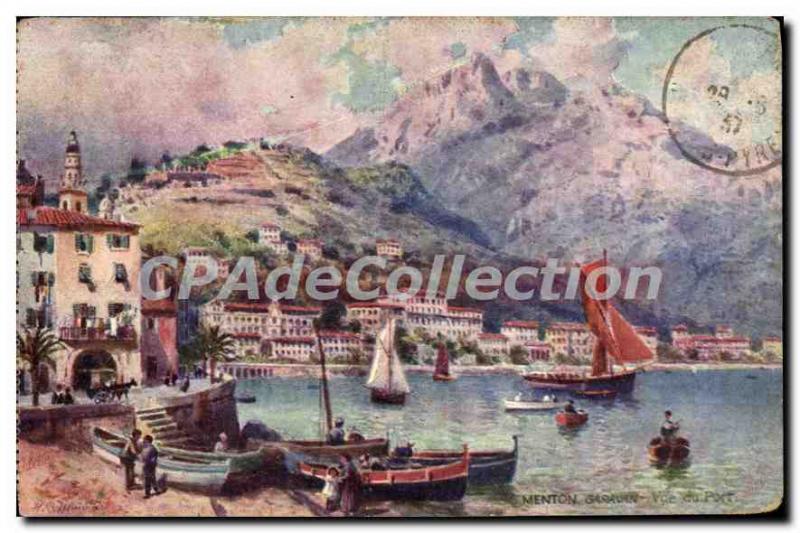 Postcard Menton Old Port View