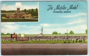 RICHMOND, Indiana IN   Roadside THE MAPLES MOTEL ca 1940s Linen Postcard