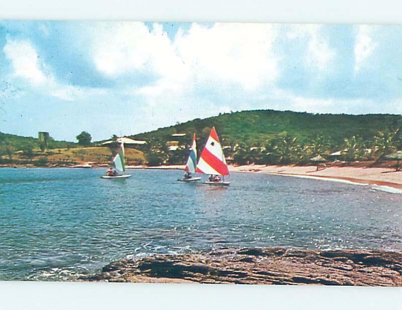 Pre-1980 SAILBOATS AT CLUB CARIBEE Hawksbill West Indies Antigua F5771