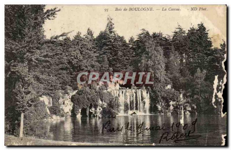 Old Postcard Paris Bois de Boulogne The waterfall