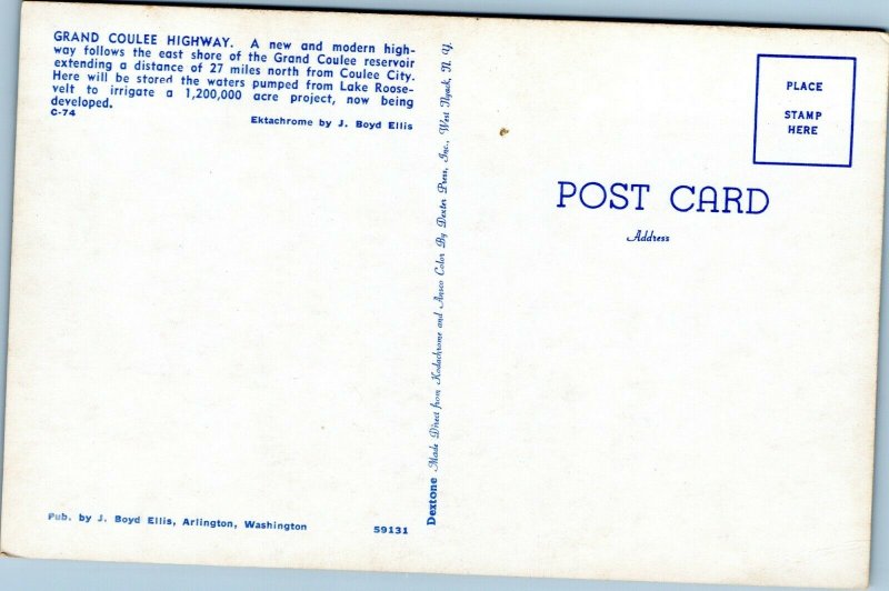 postcard WA - Grand Coulee Highway