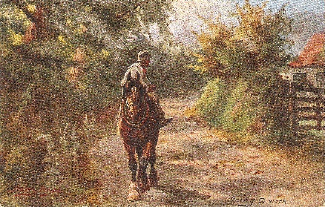 ""Harry Payne. Horse. Going to work" Tuck Oilette France Un mot a la