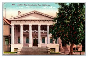 Vintage 1910's Postcard Masonic Scottish Rite Temple San Jose California