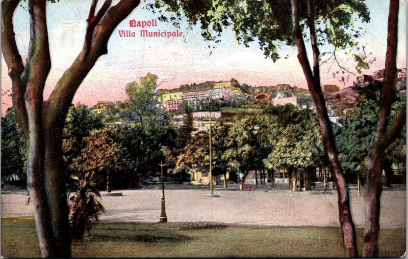 Vtg Napoli Villa Municipale Naples Italy 1910s Old View Postcard