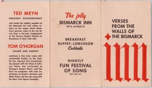 c1940s Chicago Bismarck Inn Folding Ad Card Pro-Drinking Alcohol German Pub C57