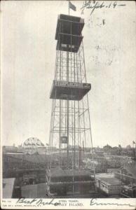 Coney Island NY Steel Tower c1905 Postcard rpx