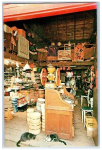 c1950 Country Store Front Two Cats Items For Sale Wilmington Vermont VT Postcard 