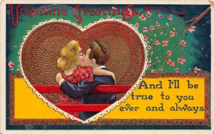 J20/ Valentine's Day Love Holiday Postcard c1910 Art Beautiful Kiss 62