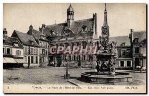 Old Postcard Noyon Place I Hotel de Ville The town hall square