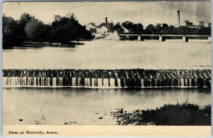 c1910s Waverly, IA Dam Cedar River Bridge Industrial Smokestack Architecture