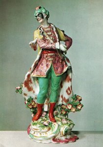 CONTINENTAL SIZE POSTCARD PORCELAIN FIGURE OF AN ACTOR IN PSEUDO-TURKISH COSTUME