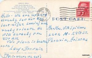 1958 Chris's Grill Roadside COLORADO SPRINGS COLORADO Sanborn postcard 4317