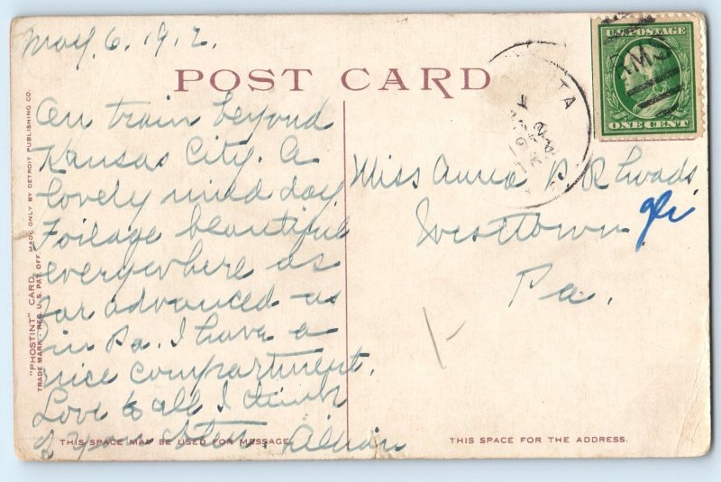 1912 Kansas City Missouri Vintage Postcard Sunken Garden Paseo Exterior Building